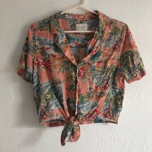 American Eagle Tied Up Hawaiian Shirt